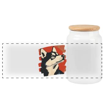 Rauque - Boîte à biscuits avec couvercle en bois - blanc - Devant