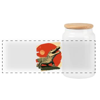 Crocodile Retro - Panoramic Cookie Jar with Wooden Lid - white - Front