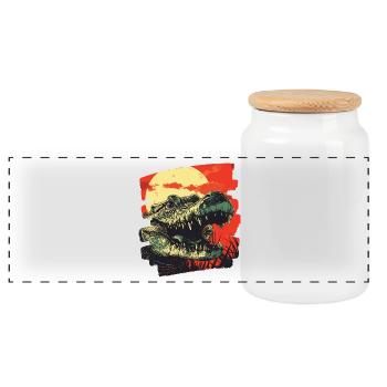 Crocodile Retro - Panoramic Cookie Jar with Wooden Lid - white - Front