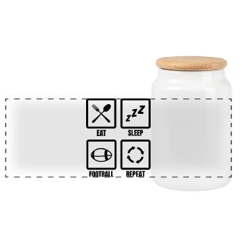 American Football Routine - Panoramic Cookie Jar with Wooden Lid - white - Front