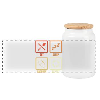 Eat Sleep Archery Repeat - Panoramic Cookie Jar with Wooden Lid - white - Front