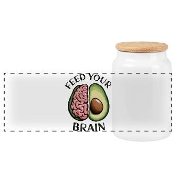 Nourrissez votre cerveau avocat illustration - Boîte à biscuits avec couvercle en bois - blanc - Devant
