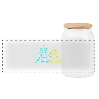Partenaires de coeurs de la Saint-Valentin Licornes de la Saint-Valentin - Boîte à biscuits avec couvercle en bois - blanc - Devant