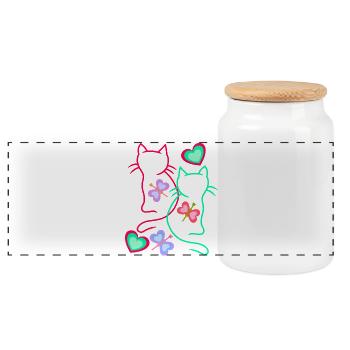 Baby Katzen Kind Kleinkinder für Kinder Katze - Panorama Keksdose mit Holzdeckel - Weiß - Vorne