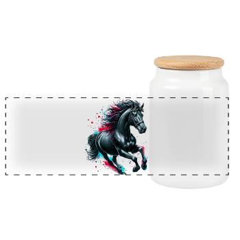 Cheval - Boîte à biscuits avec couvercle en bois - blanc - Devant