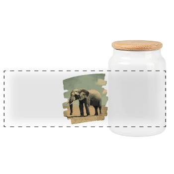 Éléphant - Boîte à biscuits avec couvercle en bois - blanc - Devant