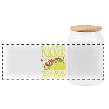 My princess name is taco belle - Panorama Keksdose mit Holzdeckel - Weiß - Vorne