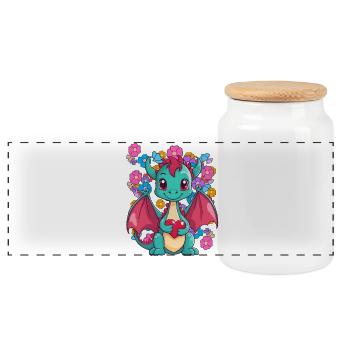 Drache Frühling Herz Drache Natur Kind Baby Kinder - Panorama Keksdose mit Holzdeckel - Weiß - Vorne