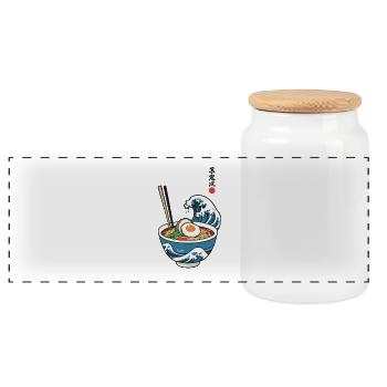 Ramen Ukiyo-E Retro Japanisches Ästhetik - Panorama Keksdose mit Holzdeckel - Weiß - Vorne