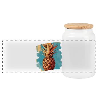 Pineapple - Panoramic Cookie Jar with Wooden Lid - white - Front