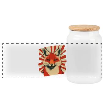 Renard Rétro - Boîte à biscuits avec couvercle en bois - blanc - Devant