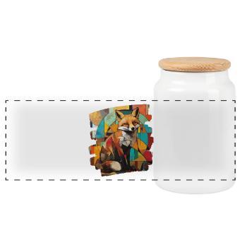 Renard - Boîte à biscuits avec couvercle en bois - blanc - Devant