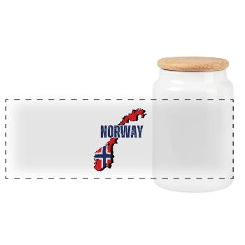 Norwegian flag, Norwegian pride - Panoramic Cookie Jar with Wooden Lid - white - Front