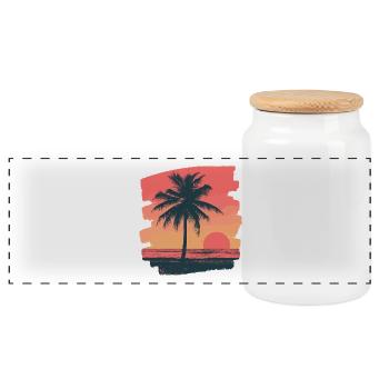 Palmier Coucher de soleil - Boîte à biscuits avec couvercle en bois - blanc - Devant