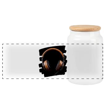Casque - Boîte à biscuits avec couvercle en bois - blanc - Devant