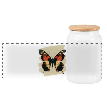 Schmetterling - Panorama Keksdose mit Holzdeckel - Weiß - Vorne