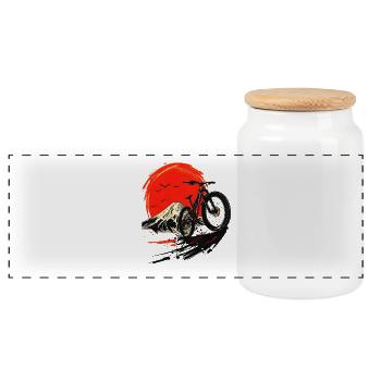 Mountain biking - Panoramic Cookie Jar with Wooden Lid - white - Front