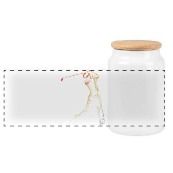 Golfer Grafik Vintage - Panorama Keksdose mit Holzdeckel - Weiß - Vorne