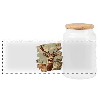 Deer with antlers - Panoramic Cookie Jar with Wooden Lid - white - Front