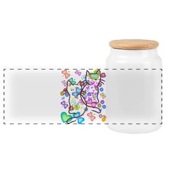 Chats Printemps Eté Chat Enfants Coeur des années 80 90 - Boîte à biscuits avec couvercle en bois - blanc - Devant