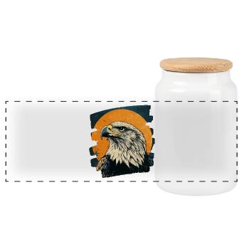 Eagle - Panoramic Cookie Jar with Wooden Lid - white - Front