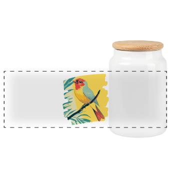 Canary - Panoramic Cookie Jar with Wooden Lid - white - Front