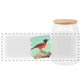Canary - Panoramic Cookie Jar with Wooden Lid - white - Front