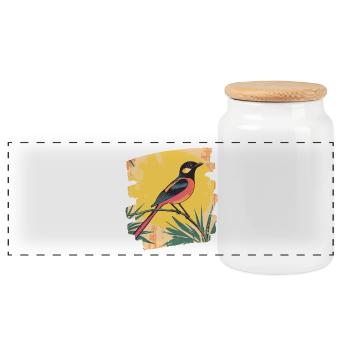 Canary - Panoramic Cookie Jar with Wooden Lid - white - Front