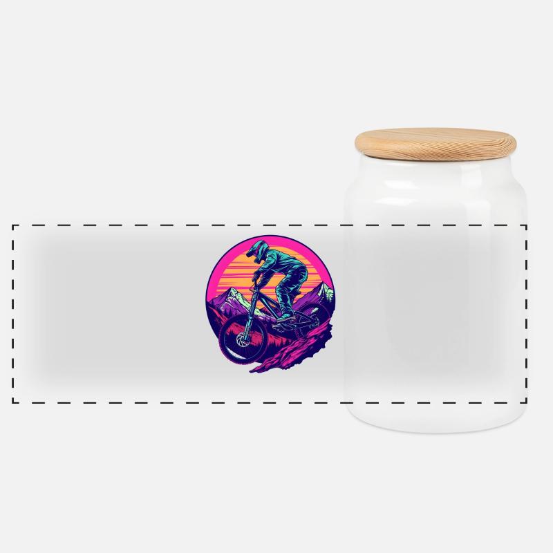 Mountainbiken Vaporwave - Panorama Keksdose mit Holzdeckel - Weiß