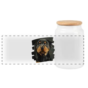 Rottweiler - Boîte à biscuits avec couvercle en bois - blanc - Devant