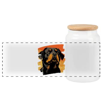 Rottweiler - Panorama Keksdose mit Holzdeckel - Weiß - Vorne