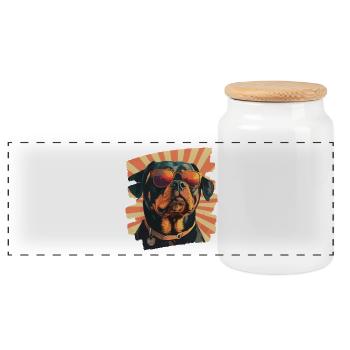 Rottweiler - Panorama Keksdose mit Holzdeckel - Weiß - Vorne