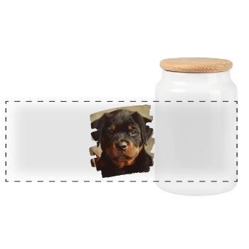 Rottweiler - Boîte à biscuits avec couvercle en bois - blanc - Devant