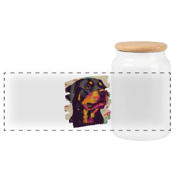 Rottweiler - Boîte à biscuits avec couvercle en bois - blanc - Devant