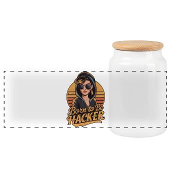Born to Be Hacker – Informatik Nerd IT - Panorama Keksdose mit Holzdeckel - Weiß - Vorne