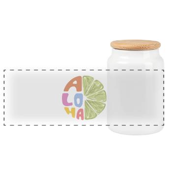 Aloha - Panoramic Cookie Jar with Wooden Lid - white - Front