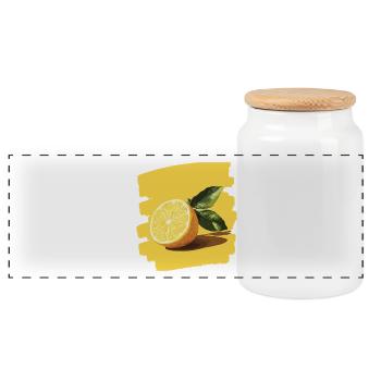 Lemon - Panoramic Cookie Jar with Wooden Lid - white - Front