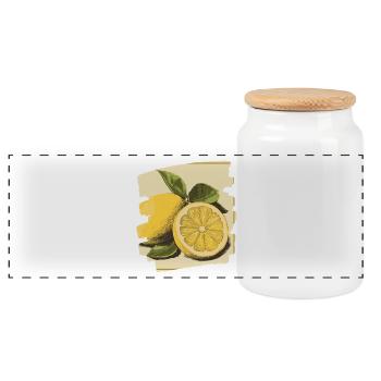 Lemon - Panoramic Cookie Jar with Wooden Lid - white - Front