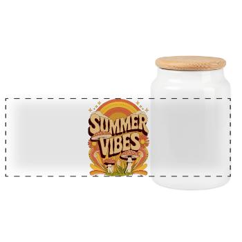 Summer Vibes Retro Pilz Hippie Festival Sommer - Panorama Keksdose mit Holzdeckel - Weiß - Vorne