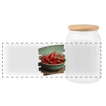 Chili - Panorama Keksdose mit Holzdeckel - Weiß - Vorne