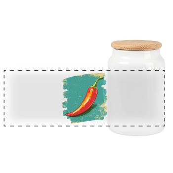 Chili - Panorama Keksdose mit Holzdeckel - Weiß - Vorne