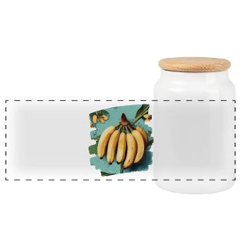 Banana - Panoramic Cookie Jar with Wooden Lid - white - Front