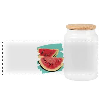 Wassermelone - Panorama Keksdose mit Holzdeckel - Weiß - Vorne