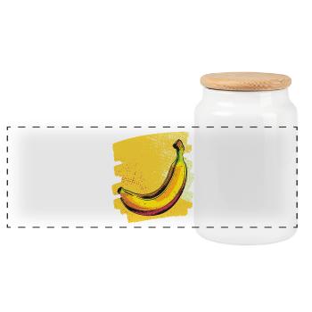 Banana - Panoramic Cookie Jar with Wooden Lid - white - Front