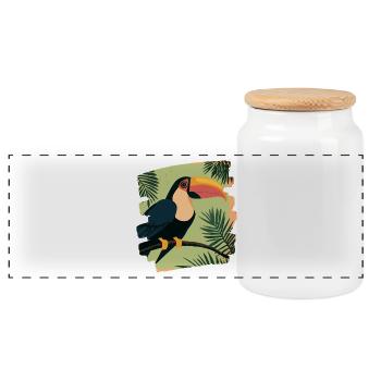 Toucan - Panoramic Cookie Jar with Wooden Lid - white - Front