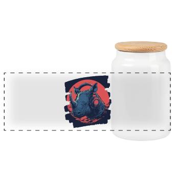 Rhinocéros - Boîte à biscuits avec couvercle en bois - blanc - Devant