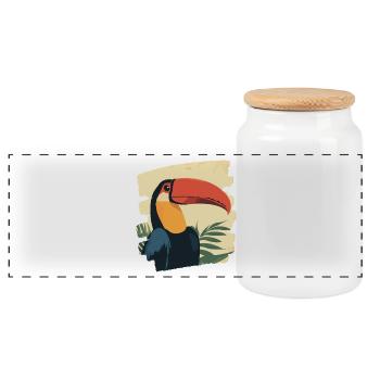 Toucan - Panoramic Cookie Jar with Wooden Lid - white - Front