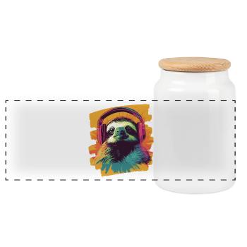 Sloth - Panoramic Cookie Jar with Wooden Lid - white - Front