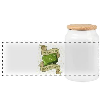 Roll for Initiative – The Adventure Begins - Panoramic Cookie Jar with Wooden Lid - white - Front
