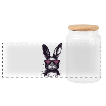 Lunettes de soleil Bunny Retro Synthwave Gaming Gift - Boîte à biscuits avec couvercle en bois - blanc - Devant